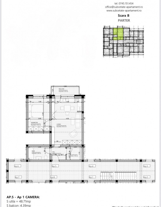 Apartament - 2 Camere - Tip Studio - 49mp - Parcare - Subcetate -Sanpetru Brasov