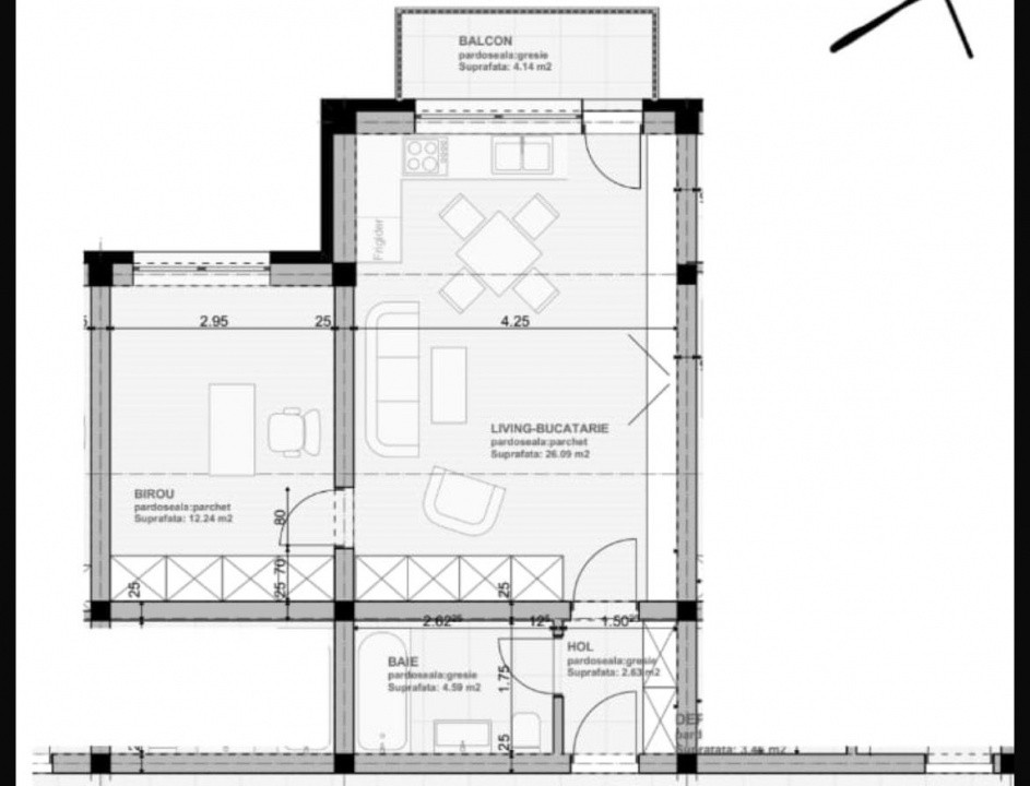 Studio - vanzare - 46mp - balcon - etaj 2 - Sanpetru - Subcetate City 2