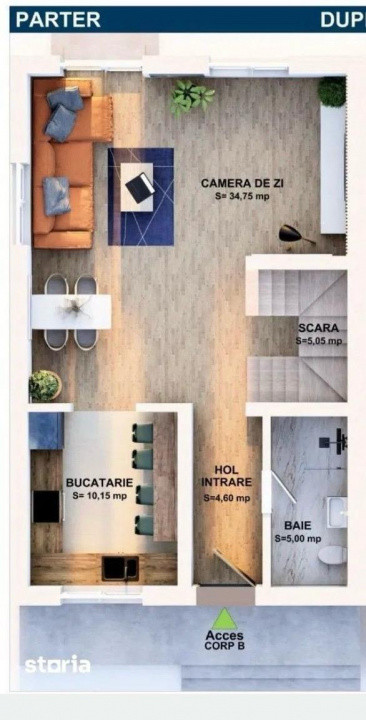 Casa - Duplex - 4 camere - 115mp - Curte 300mp - Utilitati - Sanpetru