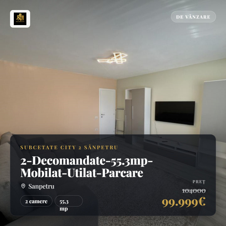 Apartament-2Camere-Decomandat-55.3mp-Mobilat-Utilat-Parcare-Bloc-Nou