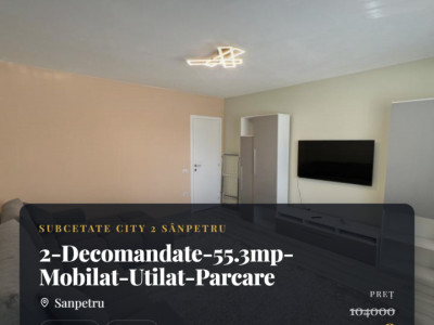 Apartament-2Camere-Decomandat-55.3mp-Mobilat-Utilat-Parcare-Bloc-Nou