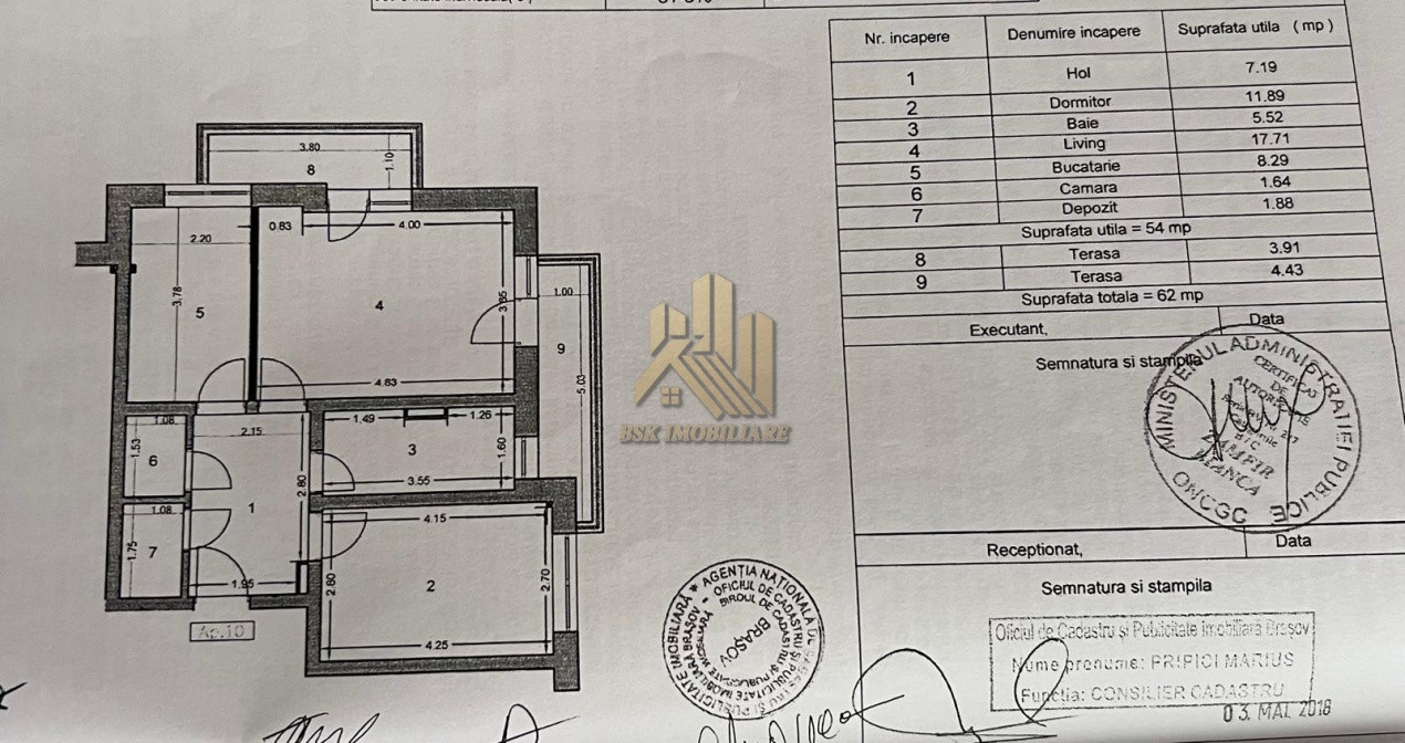 Apartament 2 camere decomandat, 54 mp + 2 balcoane, etaj 1