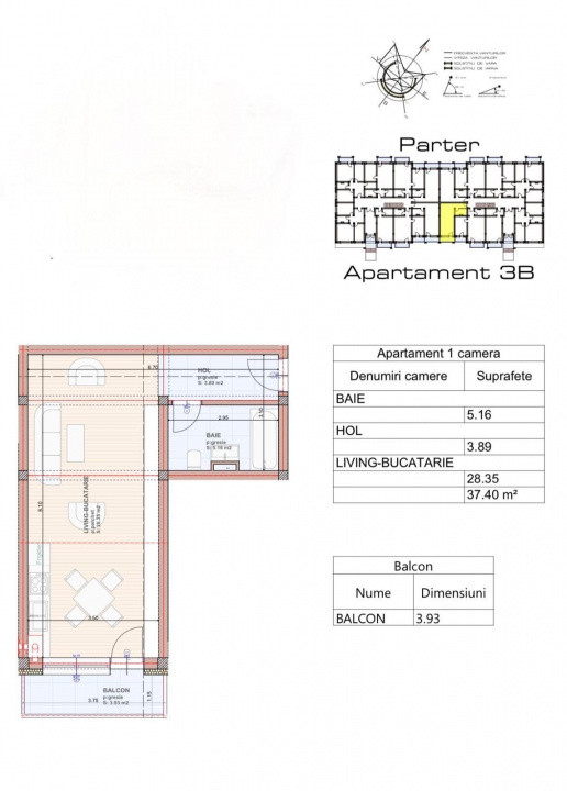 Garsoniera Subcetate 37mp Balcon Parter