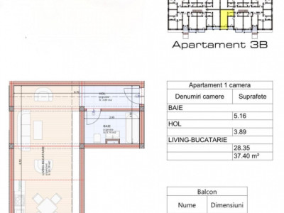 Garsoniera Subcetate Sanpetru 37mp Parter